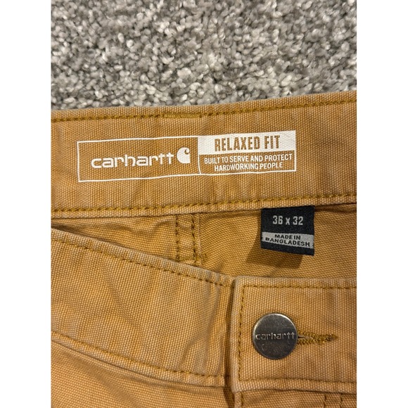 Carhartt Pants Mens 36x32 Brown Rugged Flex Relaxed Fit Canvas Work Trousers - Picture 3 of 10